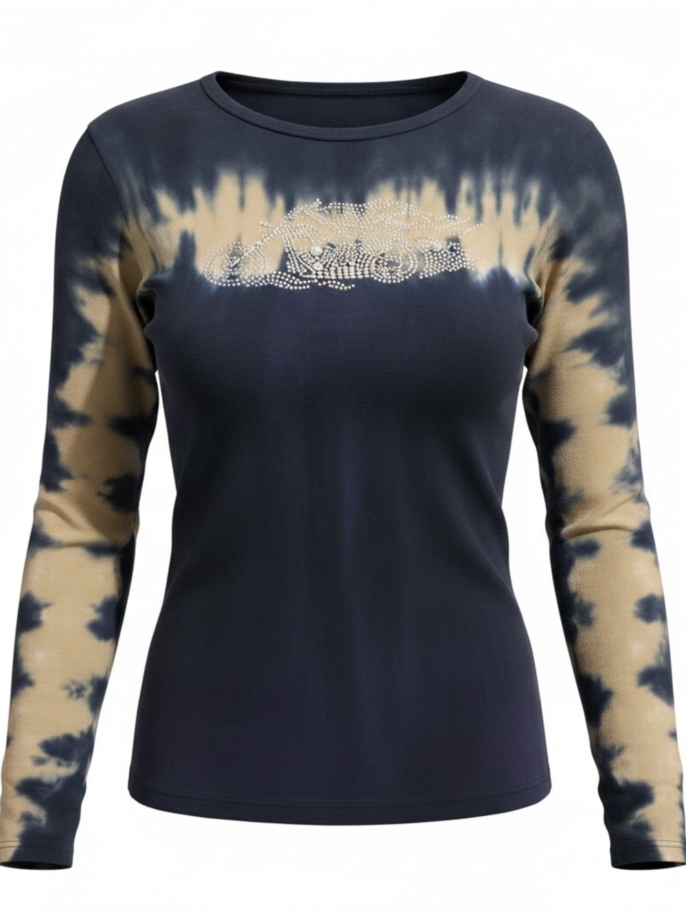 Harley-Davidson Navy and Cream Tie-Dye Long Sleeve Tee
